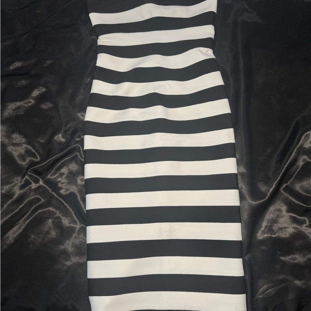 Black and White Striped bandage dress